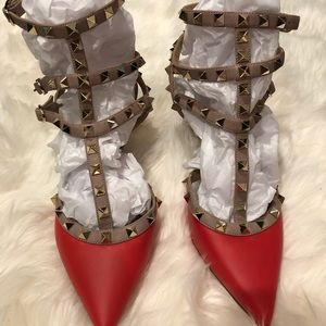 Valentino Rockstud Size 38 red strappy pump"